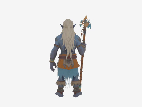 Estilo Troll Shaman WoW m&iacute;stico altamente detalhado com runas Modelo 3D