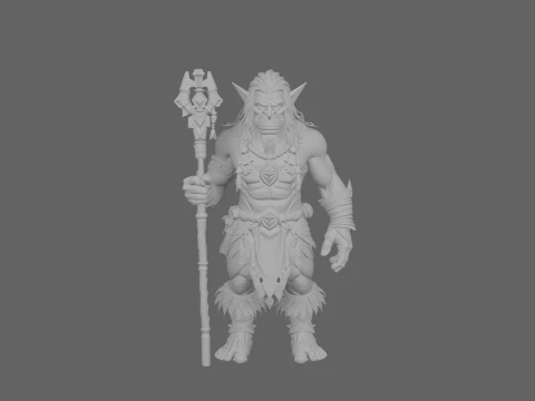 Epic Muscular Troll Berserker Warrior in World of Style 3D Model