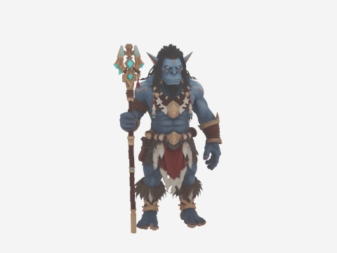 Epische gespierde Troll Berserker Warrior in World of Style 3D Model