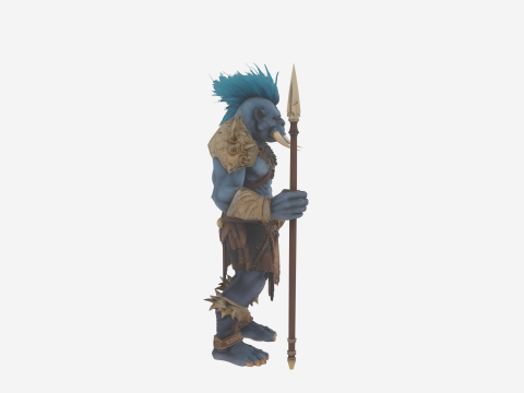 Très détaillé du chasseur de têtes Lanky WoW Troll avec Mohawk tressé Modèle 3D