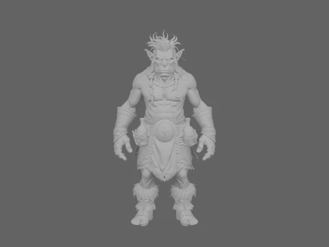 Crafty Blue Skinned Troll Alchemist with Potions World of 3D Model