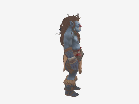 Crafty Blue Skinned Troll Alchemist with Potions World of 3D Model