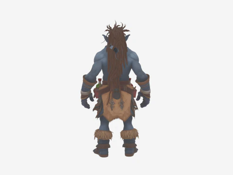 Crafty Blue Skinned Troll Alchemist with Potions World of 3D Model