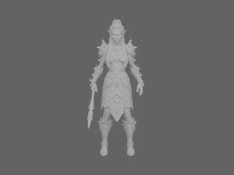 Highly Detailed World of Night Elf Warrior 3D Model