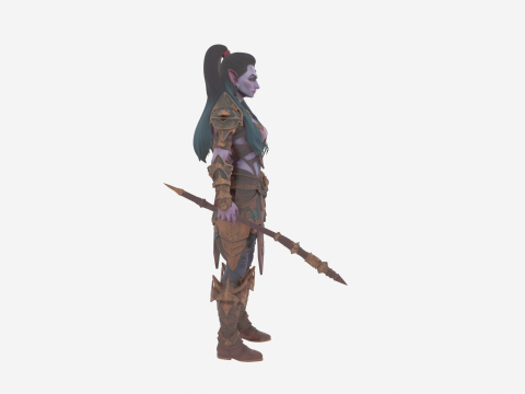Hochdetaillierte Welt von Night Elf Warrior 3D Modell