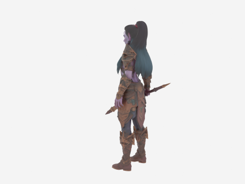 Hochdetaillierte Welt von Night Elf Warrior 3D Modell