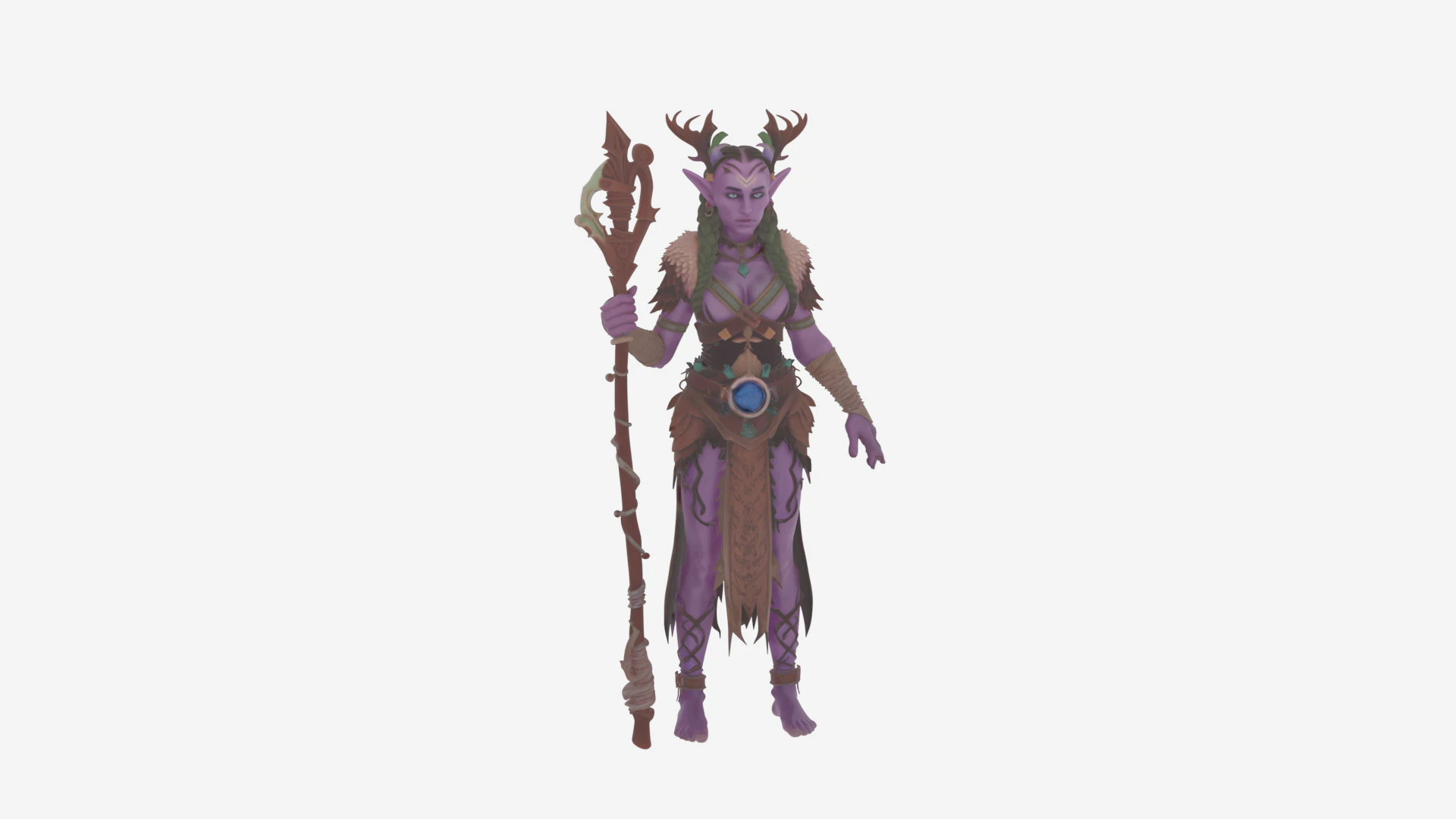Graceful Nature Attuned Night Elf Druid World of Style 3D Model .c4d .max .obj .3ds .fbx .stl .blend 