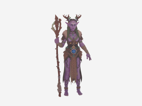 Natureza Graciosa Sintonizada Elfo Noturno Druida Mundo de Estilo Modelo 3D