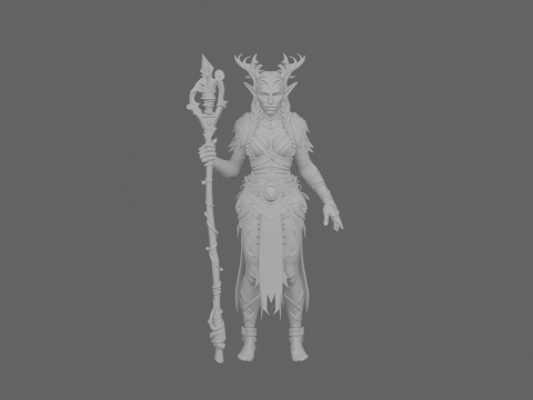 Natureza Graciosa Sintonizada Elfo Noturno Druida Mundo de Estilo Modelo 3D