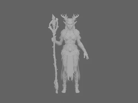 Graceful Nature Attuned Night Elf Druid World of Style 3D Model