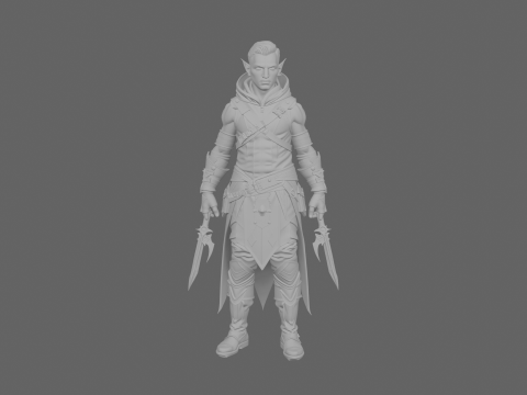 Detailed Lithe Blood Elf Rogue in World 3D Model