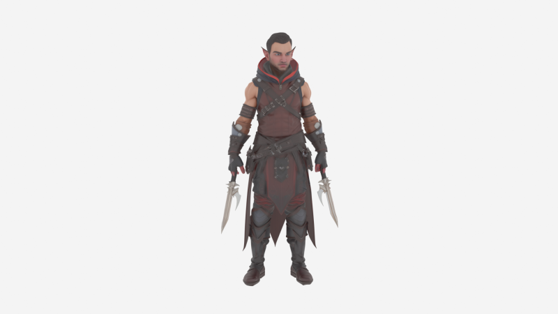 Detailed Lithe Blood Elf Rogue in World 3D Model .c4d .max .obj .3ds .fbx .stl .blend