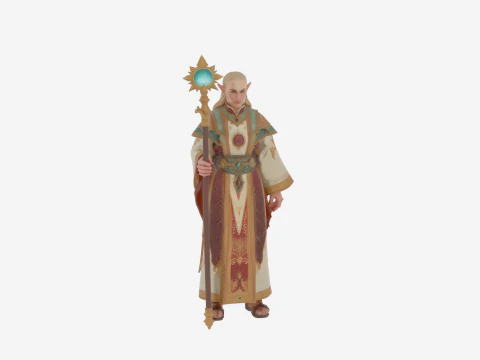 Highly Detailed Serene Regal Blood Elf Priest World of Style 3D Model