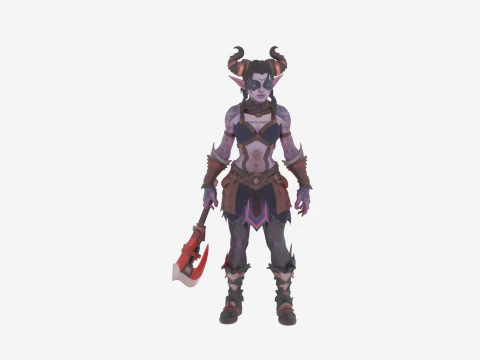 Свирепый мир ночных эльфов-охотников на демонов со светящимися татуировками Скверны 3D Модель