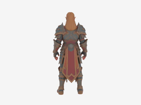 Noble Blood Elf Paladin in Phoenix Emblazoned Armor 3D Model