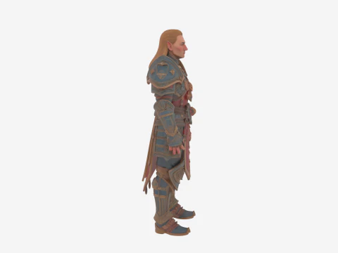 Noble Blood Elf Paladin in Phoenix Emblazoned Armor 3D Model