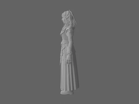 Ethereal Void Elf Scholar with Starry Eyes and Ancient Tome 3D Model