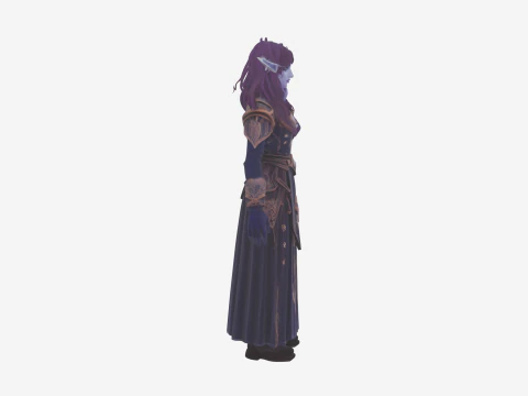 Ethereal Void Elf Scholar with Starry Eyes and Ancient Tome 3D Model