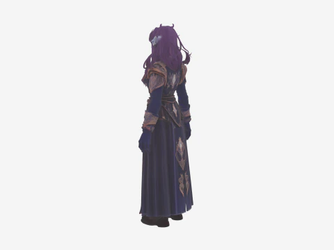 Ethereal Void Elf Scholar with Starry Eyes and Ancient Tome 3D Model