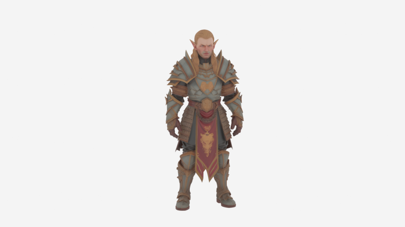 World of Style의 우아한 하이 엘프 궁수 3D 모델 .c4d .max .obj .3ds .fbx .stl .blend