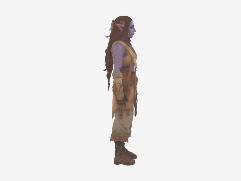 Sehr detailliert von Earthy Night Elf Herbalist im WoW-Stil 3D Modell