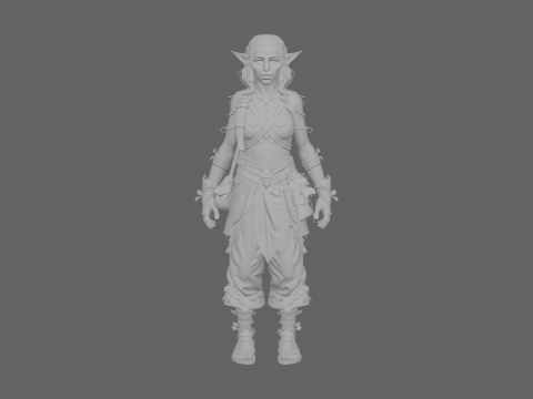Highly Detailed of Earthy Night Elf Herbalist in WoW Style 3D Model