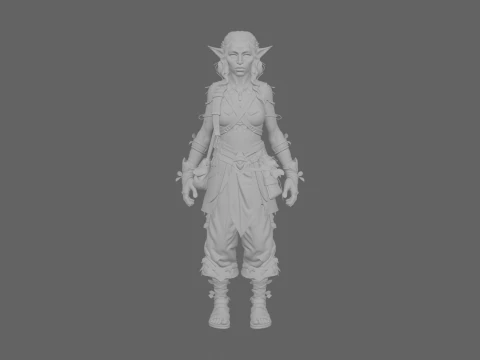 Sehr detailliert von Earthy Night Elf Herbalist im WoW-Stil 3D Modell