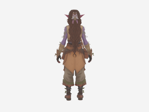 Highly Detailed of Earthy Night Elf Herbalist in WoW Style 3D Model