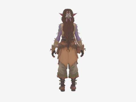 Sehr detailliert von Earthy Night Elf Herbalist im WoW-Stil 3D Modell