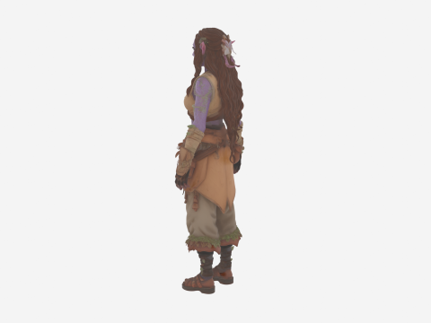 Highly Detailed of Earthy Night Elf Herbalist in WoW Style 3D Model