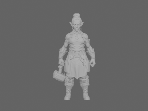 Robust of Detailed Night Elf Blacksmith in World of Style 3D Model