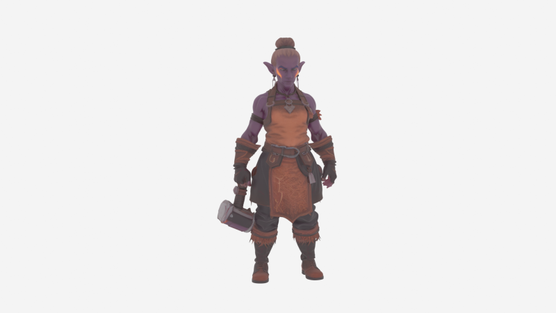Robust of Detailed Night Elf Blacksmith in World of Style 3D Model .c4d .max .obj .3ds .fbx .stl .blend 