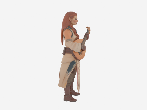 Músico Artístico Gracioso Blood Elf com Lute World of Style Modelo 3D