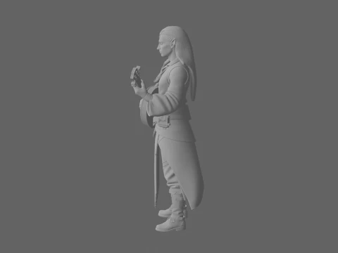 Sanatsal Zarif Kan Elf M&uuml;zisyeni ve Lavta D&uuml;nyası Stil 3D Model