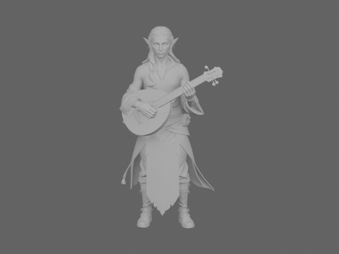 Músico Artístico Gracioso Blood Elf com Lute World of Style Modelo 3D