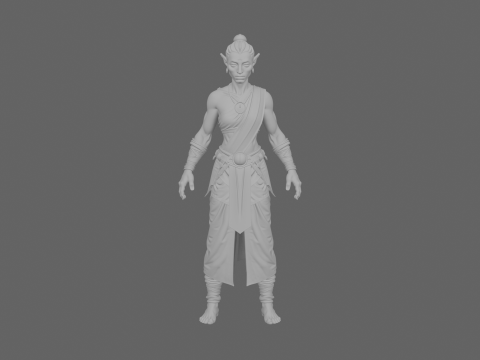 Detailed Elegant High Elf Scribe in World of Style 3D Model