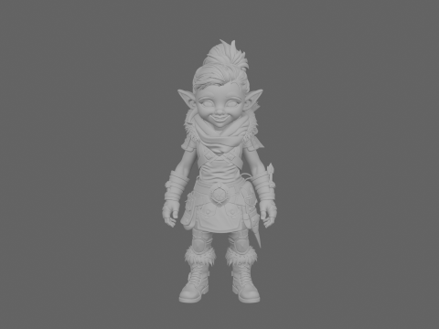 Prajurit Gnome yang Sangat Detil di Dunia Gaya Model 3D