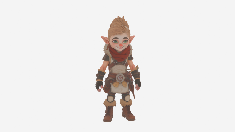 Prajurit Gnome yang Sangat Detil di Dunia Gaya Model 3D .c4d .max .obj .3ds .fbx .stl .blend 