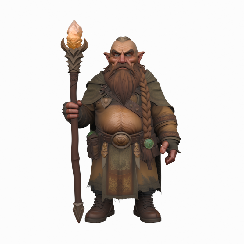 Highly Detailed World of Dwarf Mage 3D Model .c4d .max .obj .3ds .fbx .stl .blend 