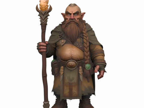 Mondo altamente dettagliato di Dwarf Mage Modello 3D
