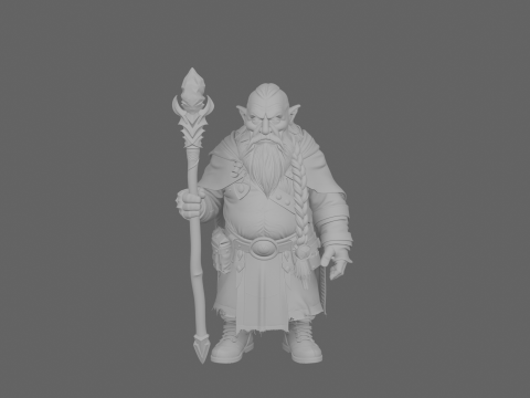 Highly Detailed World of Dwarf Mage 3D Model