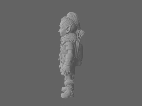 Adventurous Nimble Gnome Hunter Female in World of Style 3D Model