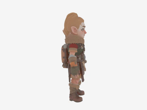 Adventurous Nimble Gnome Hunter Female in World of Style 3D Model