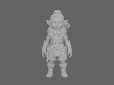 Отважная и проворная женщина-охотница на гномов в мире стиля 3D Модель