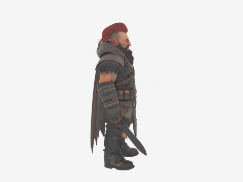 Highly Detailed Stealthy Burly Dwarf Rogue World of 3D Model
