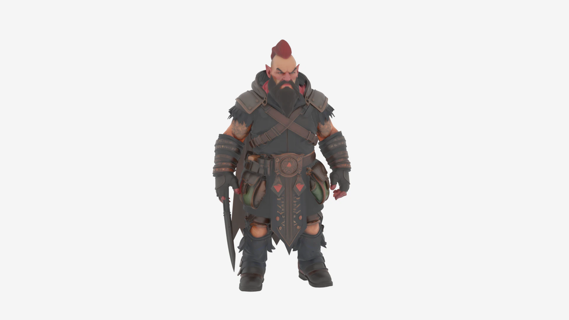Highly Detailed Stealthy Burly Dwarf Rogue World of 3D Model .c4d .max .obj .3ds .fbx .stl .blend 