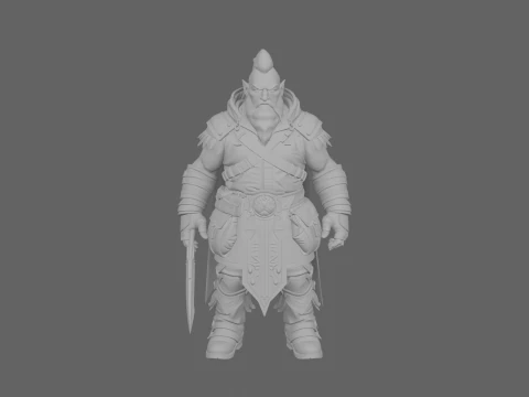 Highly Detailed Stealthy Burly Dwarf Rogue World of 3D Model