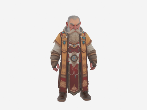 Highly Detailed Devout Dwarf Priest World of Style 3D Model