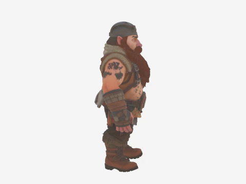 Adventurous Rugged Dwarf Explorer in World of Style 3D Model