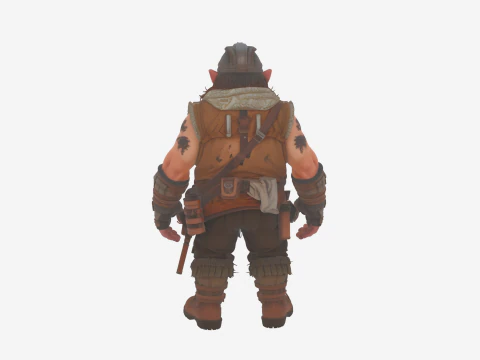Adventurous Rugged Dwarf Explorer in World of Style 3D Model